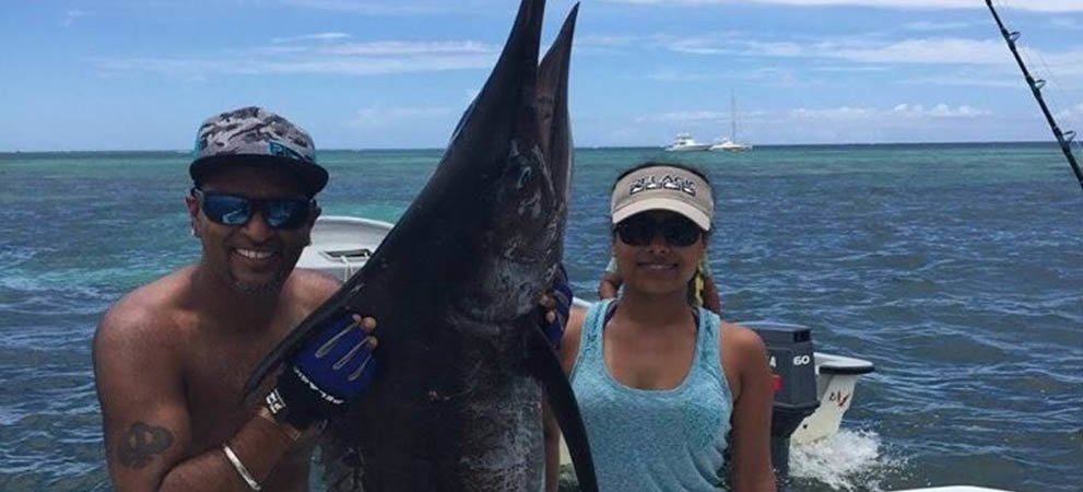 tourist Fishing blue marlin Punta Cana Dominican Republic
