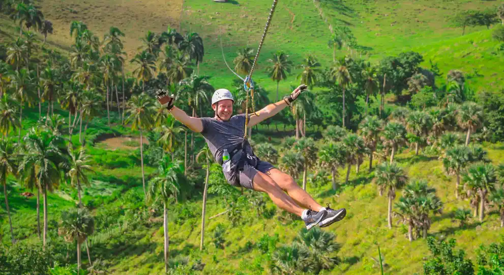 Girl enjoying a zip line trip