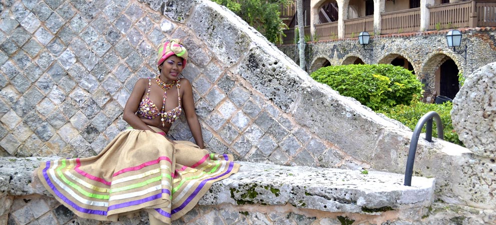 Dominican Republic girl using a traditional dress 