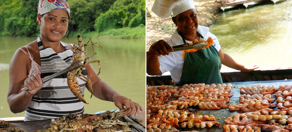 Langosta and Shrimp lunch during river tour