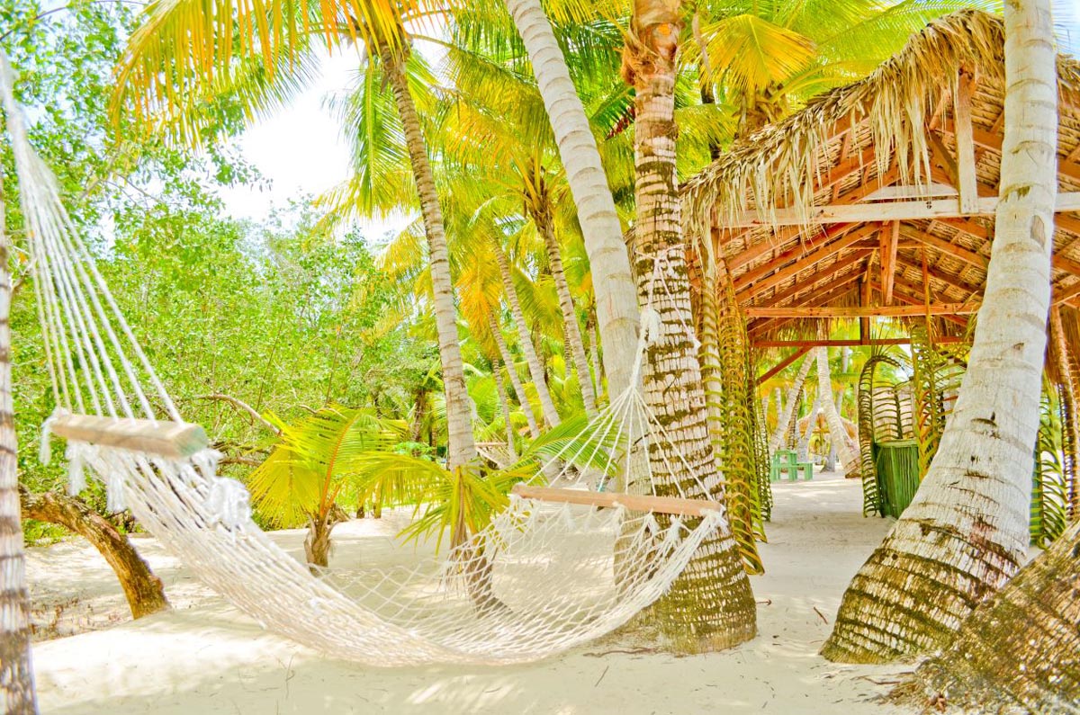 Relax on shaded hammocks st Saona Island beaches 