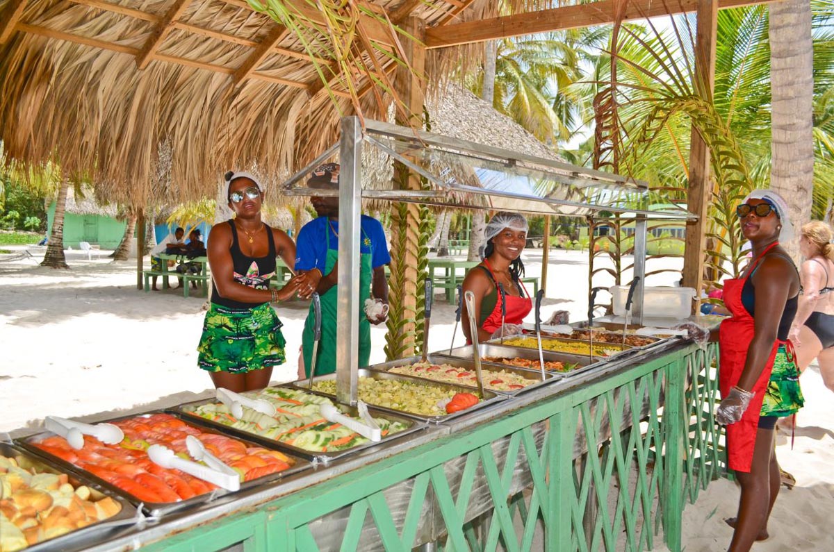 Enjoy a delicious buffetl of local cuisine like Dominican Stew Chicken